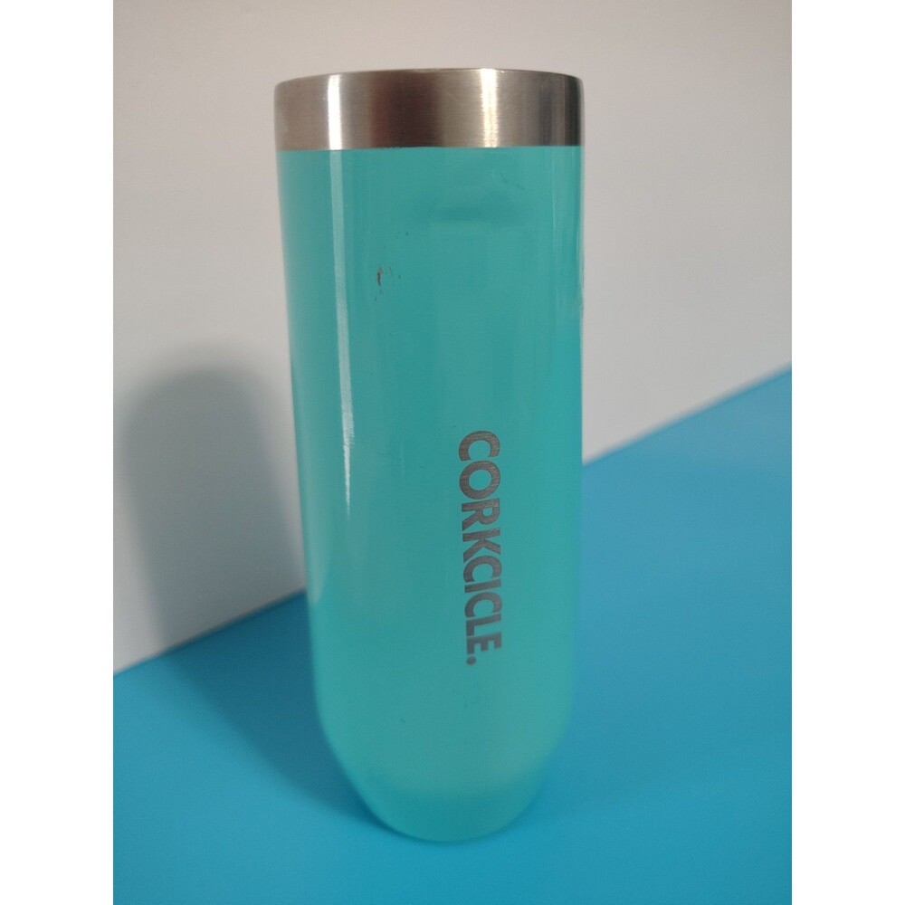 Corkcicle Stemless Champagne Flute Light Blue 7oz Stainless Steel Insulated